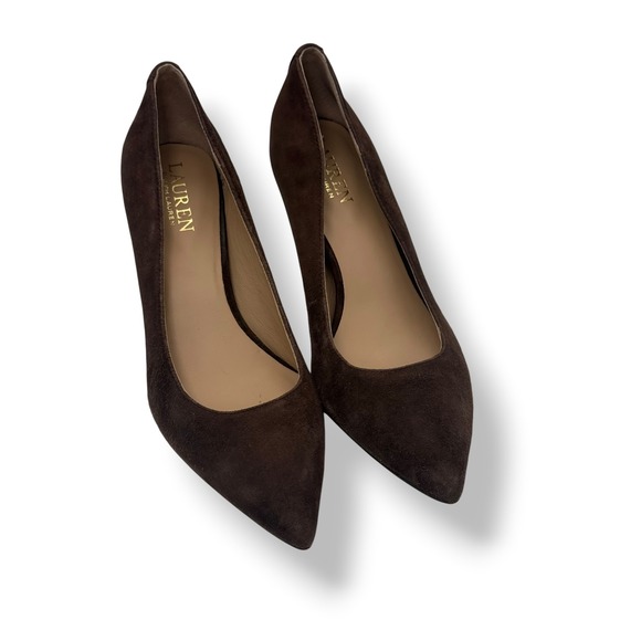 Lauren Ralph Lauren Shoes - Lauren Ralph Lauren Womens Brown Suede Pointed Toe Pumps Stiletto Heels Size 6B